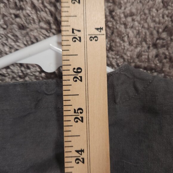 Ellen Tracy Linen Pullover Womens Large Gray 1/4 Zip Roll Tab Pockets Blouse - Picture 5 of 16